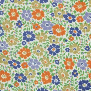 50*50 レトロ 花 葉 オレンジ ネイビー