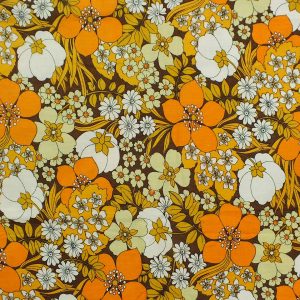 50*45 レトロ シック 花 茶系 ヴィンテージファブリック フランス　