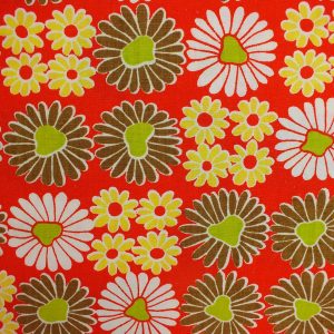 55*65 レトロ オリエンタル 花 赤