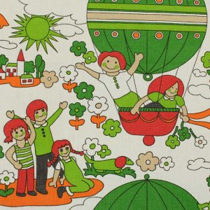 45*60 レトロ カラフル 気球 子供 グリーン