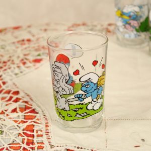 グラス スマーフ Les Schtroumpf ヴィンテージ食器 フランス ブロカント雑貨