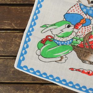 レトロハンカチ ウサギ にんじん