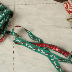 1,2cm幅  犬とニワトリ グリーン