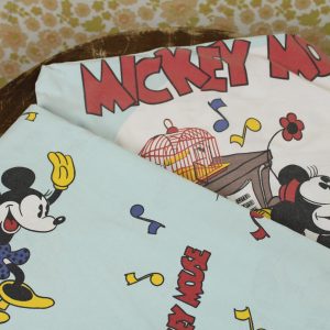 ディズニー ミッキー ミニー ビンテージシーツ フランス ヴィンテージ雑貨