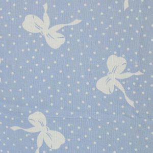 60*50 かわいい レトロ リボン ドット 白 ブルー