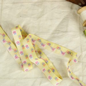 2cm幅  花 ギンガムチェック イエロー