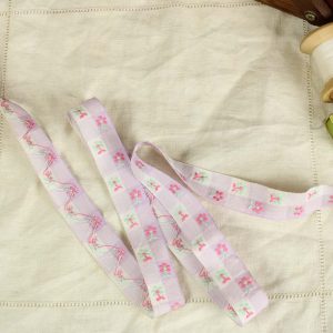 2cm幅  花 ギンガムチェック パープル