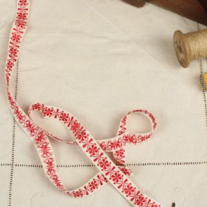 1,4cm幅 花 幾何学パターン 赤