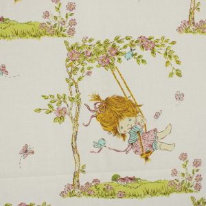 80*55 少女 ブランコ 小花 青い鳥