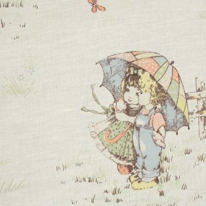 100*85 レトロ 少年少女 傘 セピア パッチワーク