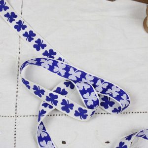 5Ｍ 2,4cm幅  三つ葉 クローバー ネイビー