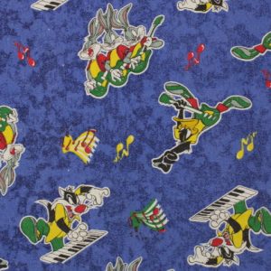 70*60 ルーニー・テューンズ バッグスバニー シルベスター ブルー 音楽