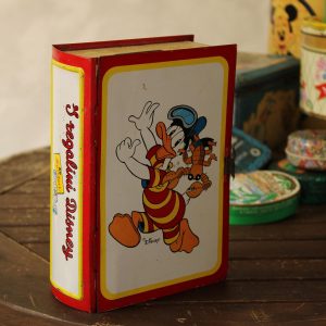 ディズニー ドナルド グーフィー 本型 貯金箱 ブリキ缶
