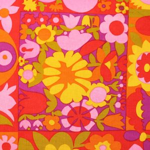 75*60 レトロ モダン 花 カラフル ROMANEX DE BOUSSAC フランス ヴィンテージファブリック