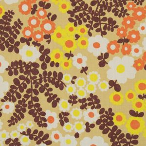 60*65 レトロ かわいい 花 まる ブラウン ベージュ