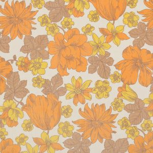 50*60 シック シャビー 花 オレンジ ブラウン