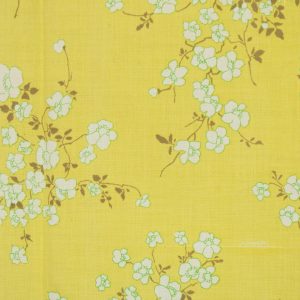 55*75 シンプル シック 小花 枝 イエロー