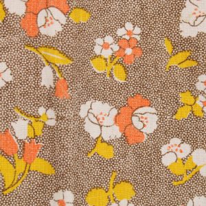 60*75 レトロ シンプル 小花 ブラウン オレンジ