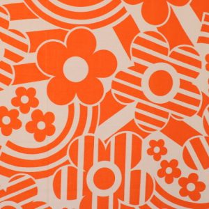 60*65 レトロ パターン 花 ストライプ オレンジ