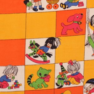 90*45 レトロ こども柄 動物 オレンジ イエロー