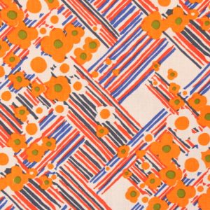 55*65 レトロ パターン 花 オレンジ トリコロール