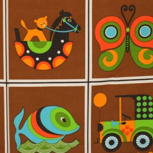 60*60 レトロ こども柄 パネル ブラウン dekoplus