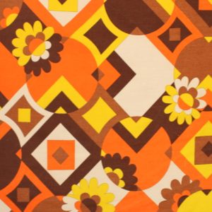 60*85 レトロ パターン 花 オレンジ ブラウン イエロー