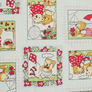 60*55 かわいい 窓 クマ ギンガムチェック