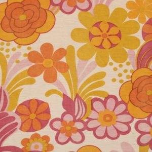 55*65 レトロ  花 パターン くすみ ピンク オレンジ パープル