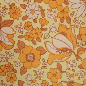 60*50 レトロ 花 オレンジ イエロー ブラウン