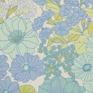 75*55 レトロ シック 花 植物 ブルー グリーン