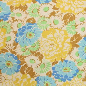 60*55 レトロ シック 花 ブルー ベージュ くすみ