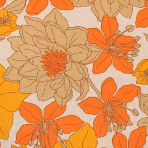 50*60 レトロ シック 花 オレンジ ブラウン