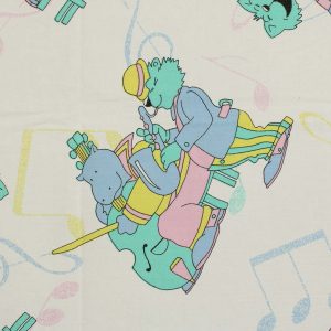 85*105 レトロ アニマル音楽隊 ネコ ウサギ パステル