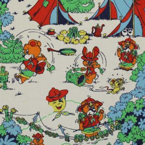 65*70 レトロ かわいい クマ アニマル カラフル 白