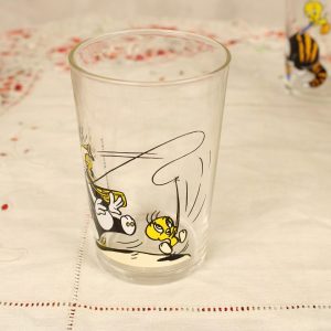 グラス シルベスター＆トゥイーティー ルーニー・テューンズ ヴィンテージ食器 フランス ブロカント雑貨