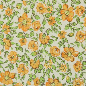 55*35 レトロ シック花 葉 オレンジ グリーン