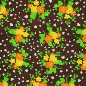 50*60 レトロ かわいい 小花 ハート ブラウン オレンジ