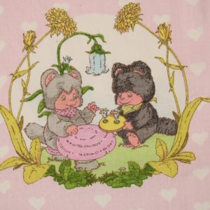 120*50 かわいい ファンシー ニャーミー アニマル ハート ピンク ヴィンテージファブリック