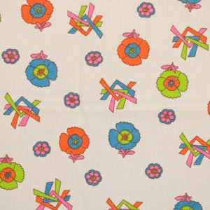 40*60 かわいい レトロ 花 パターン ネオン オレンジ ピンク