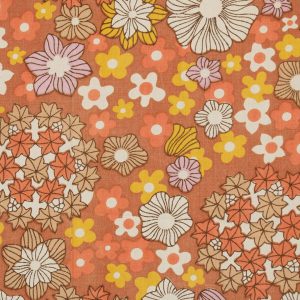 55*65 かわいい レトロ 花てまり オレンジ