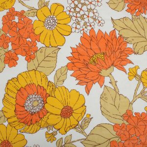 40*80 シャビー 華やか 大花 オレンジ 白