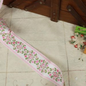 6cm幅 クラシック 花 ピンク 刺繍リボン