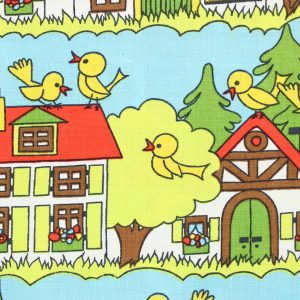 47*44 レトロ カラフル 黄色い鳥と家 ドイツ