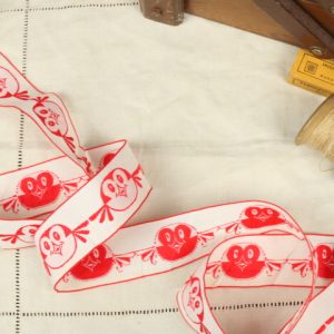 3cm幅  レトロ 鳥 赤