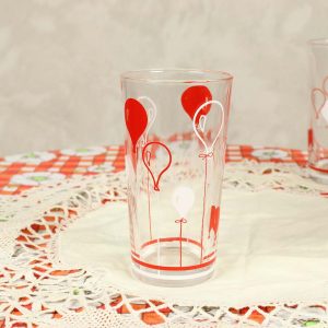 1個 グラス レトロ 赤い風船