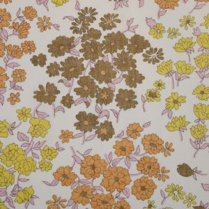 80*55 レトロ シャビー 花 ブラウン イエロー