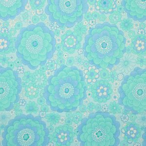 55*65 爽やか ポップ 花 エメラルドグリーン ブルー