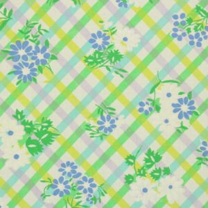 50*45 かわいい 野の花 チェック グリーン ブルー パープル