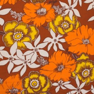 55*60 レトロ シック 花 オレンジ ブラウン